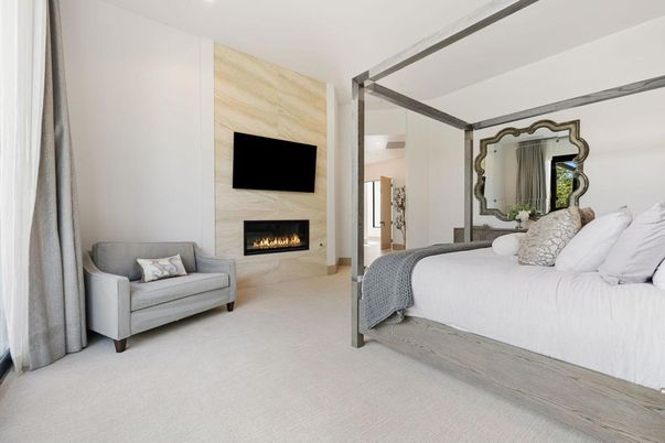Bedroom, Fireplace, Interior, Recessed Lighting