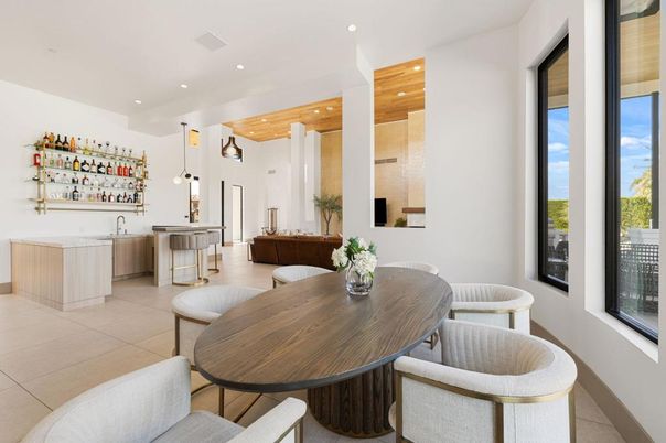Dining room, Interior, Pendant Lights, Recessed Lighting, Wooden Ceilings