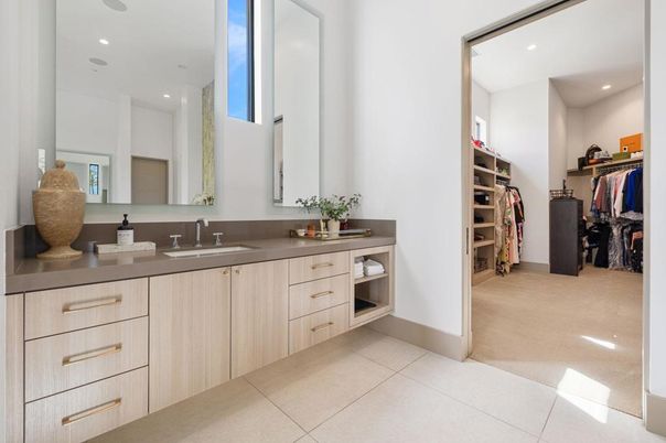 Bathroom, Dual Sink Vanities, Interior, Recessed Lighting, Walk-in Closets