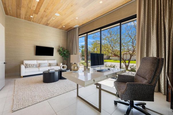 Home Office, Interior, Living room, Recessed Lighting, Wooden Ceilings