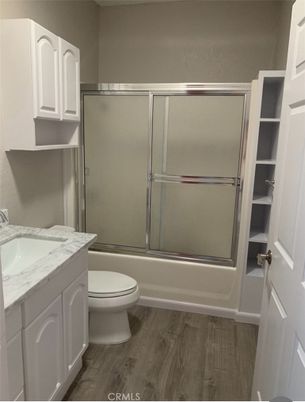 Bathroom, Glass Shower, Interior, Wood Texture Flooring