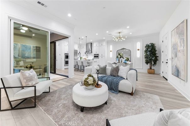 Dining room, Interior, Kitchen, Living room, Pendant Lights, Recessed Lighting, Stainless Steel Appliances, Wood Texture Flooring