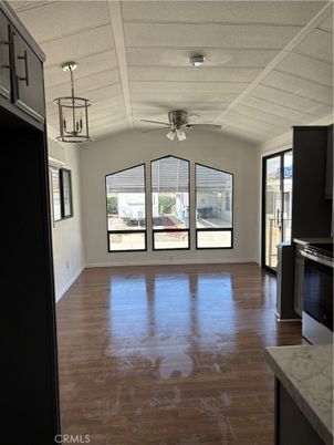 Empty room, Interior, Pendant Lights, Wood Texture Flooring