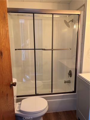 Bathroom, Glass Shower, Interior, Wood Texture Flooring