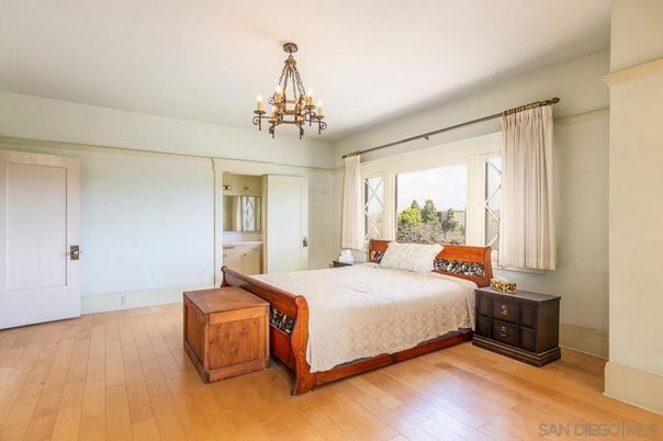 Bedroom, Chandelier, Interior, Wood Texture Flooring