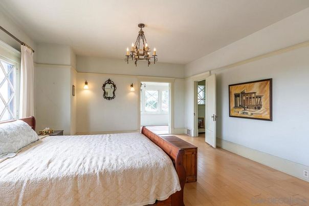 Bedroom, Chandelier, Interior, Wood Texture Flooring