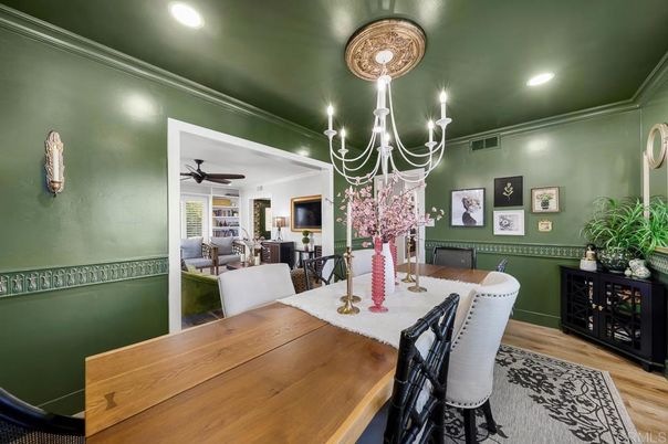 Chandelier, Dining room, Interior, Living room, Recessed Lighting, Wood Texture Flooring