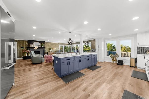 Interior, Kitchen, Living room, Pendant Lights, Recessed Lighting, Stainless Steel Appliances, Wood Texture Flooring