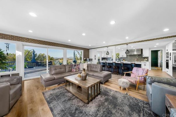 Dining room, Interior, Kitchen, Living room, Pendant Lights, Recessed Lighting, Stainless Steel Appliances, Wood Texture Flooring