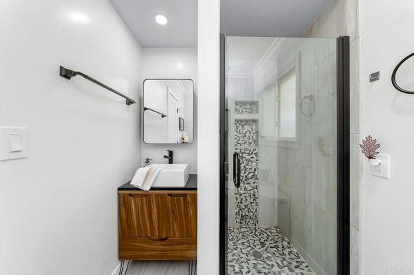 Bathroom, Glass Shower, Interior, Recessed Lighting