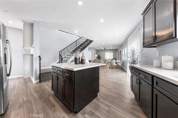 Dining room, Interior, Kitchen, Recessed Lighting, Wood Texture Flooring