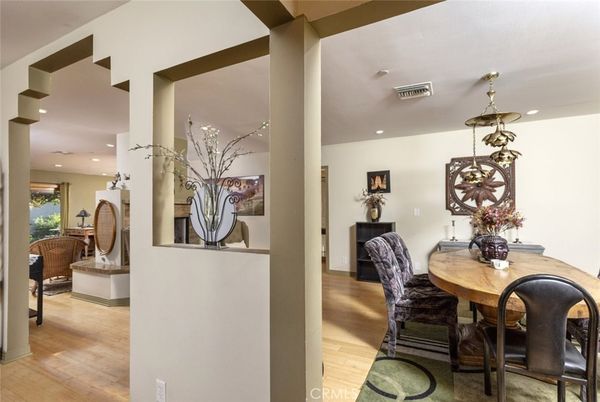Dining room, Interior, Pendant Lights, Recessed Lighting, Wood Texture Flooring