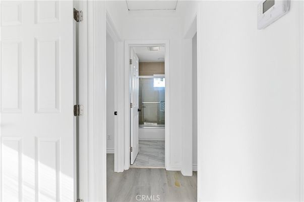 Bathroom, Glass Shower, Interior, Marble, Wood Texture Flooring