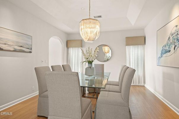 Chandelier, Dining room, Interior, Wood Texture Flooring
