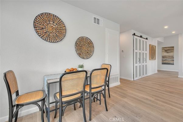 Dining room, Interior, Recessed Lighting, Wood Texture Flooring
