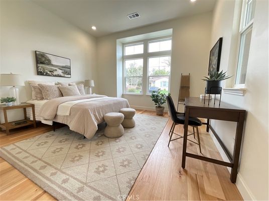 Bedroom, Home Office, Interior, Recessed Lighting, Wood Texture Flooring