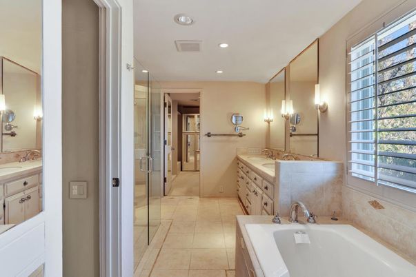 Bathroom, Dual Sink Vanities, Glass Shower, Interior, Recessed Lighting