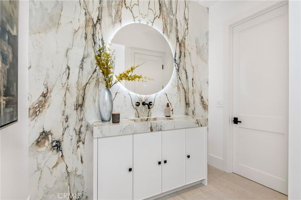 Interior, Marble Walls, Wood Texture Flooring