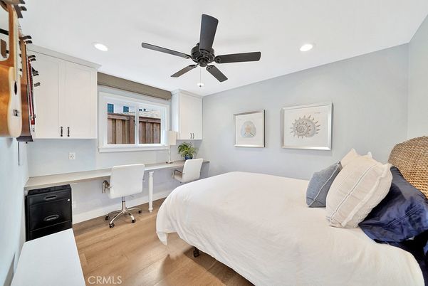 Bedroom, Home Office, Interior, Recessed Lighting, Wood Texture Flooring
