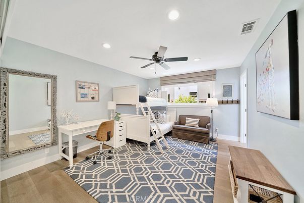 Home Office, Interior, Recessed Lighting, Wood Texture Flooring