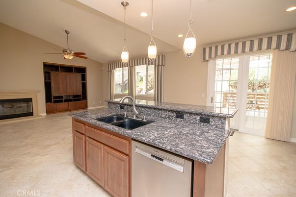 Fireplace, Interior, Kitchen, Pendant Lights, Recessed Lighting