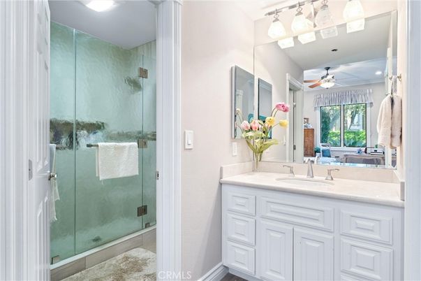 Bathroom, Glass Shower, Interior, Recessed Lighting