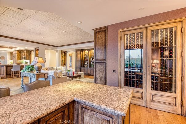Interior, Living room, Recessed Lighting, Wine Storage, Wood Texture Flooring
