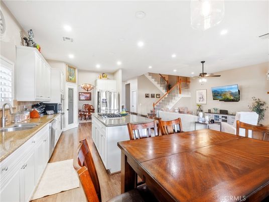 Dining room, Interior, Kitchen, Recessed Lighting, Wood Texture Flooring