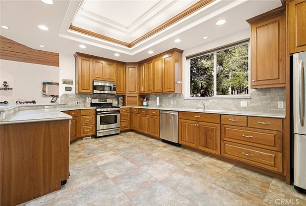 Interior, Kitchen, Recessed Lighting, Stainless Steel Appliances, Wooden Ceilings