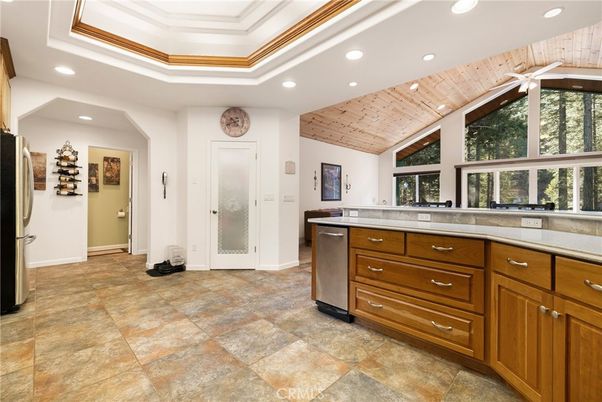 Interior, Kitchen, Recessed Lighting, Stainless Steel Appliances, Wooden Ceilings
