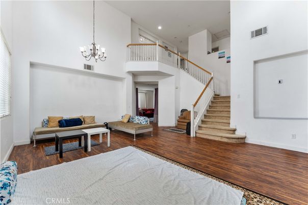 Chandelier, Interior, Living room, Recessed Lighting, Wood Texture Flooring