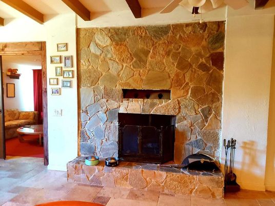 Fireplace, Interior, Stone Walls, Wooden Beams