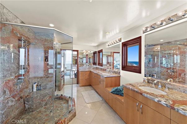 Bathroom, Dual Sink Vanities, Glass Shower, Interior, Recessed Lighting, Water