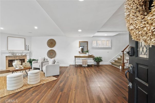 Fireplace, Interior, Recessed Lighting, Wood Texture Flooring
