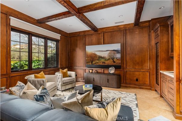 Interior, Living room, Recessed Lighting, Wooden Beams