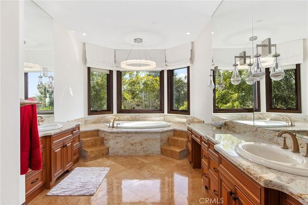 Bathroom, Dual Sink Vanities, Interior, Pendant Lights, Recessed Lighting