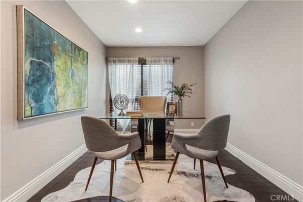 Home Office, Interior, Recessed Lighting, Wood Texture Flooring