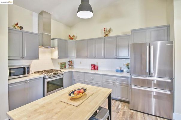 Interior, Kitchen, Stainless Steel Appliances, Wood Texture Flooring