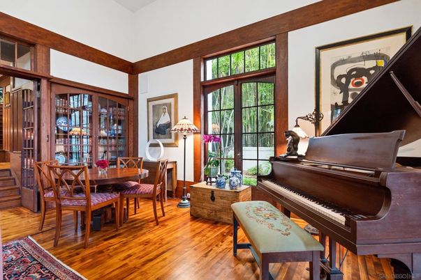 Dining room, Interior, Piano, Wood Texture Flooring