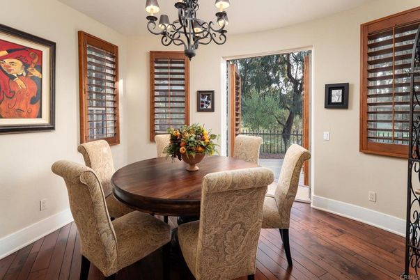 Chandelier, Dining room, Interior, Wood Texture Flooring