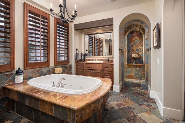 Bathroom, Chandelier, Interior