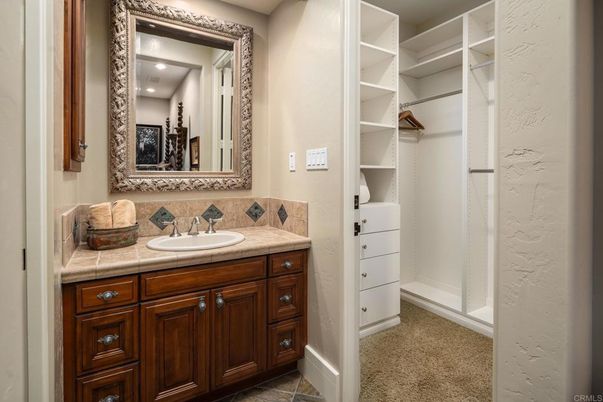 Bathroom, Interior, Recessed Lighting, Tile Countertops, Walk-in Closets