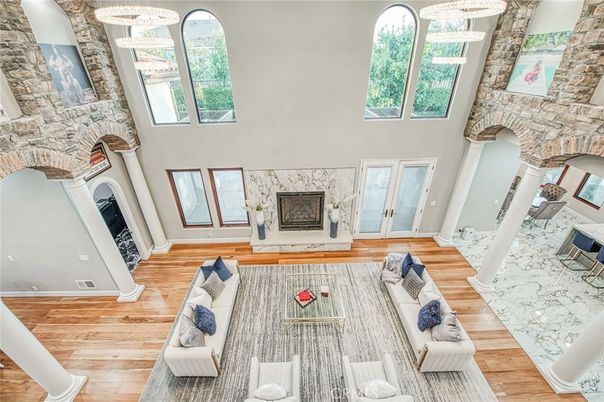 Chandelier, Fireplace, Interior, Living room, Wood Texture Flooring
