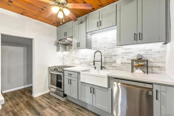 Interior, Kitchen, Stainless Steel Appliances, Wooden Ceilings, Wood Texture Flooring
