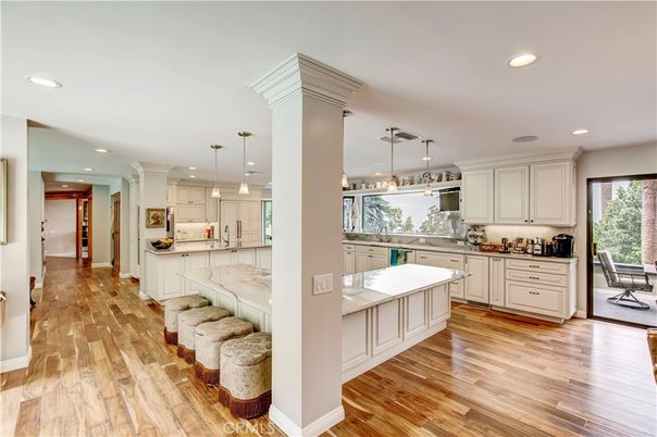 Interior, Kitchen, Pendant Lights, Recessed Lighting, Wood Texture Flooring