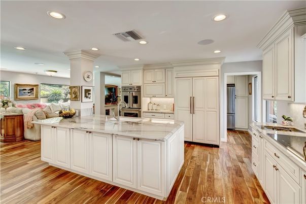 Interior, Kitchen, Living room, Recessed Lighting, Stainless Steel Appliances, Wood Texture Flooring