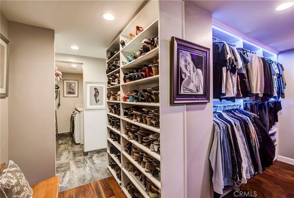 Interior, Marble, Recessed Lighting, Walk-in Closets, Wood Texture Flooring