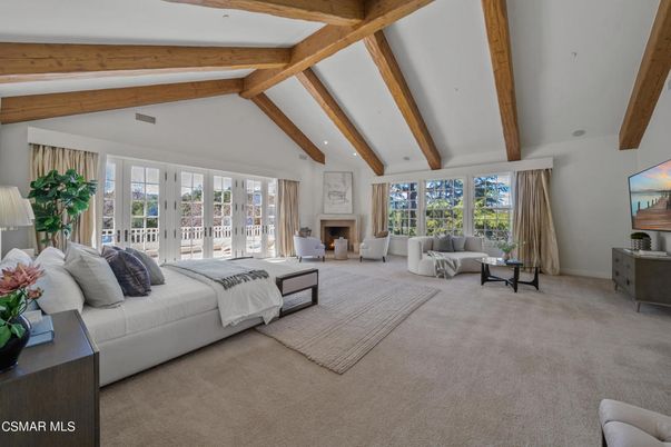 Bedroom, Fireplace, Interior, Living room, Wooden Beams