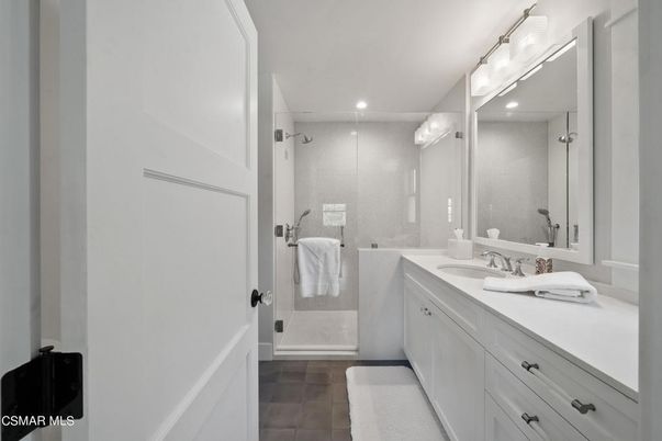 Bathroom, Dual Sink Vanities, Glass Shower, Interior, Recessed Lighting