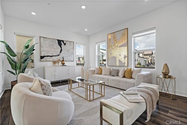 Interior, Living room, Recessed Lighting, Wood Texture Flooring